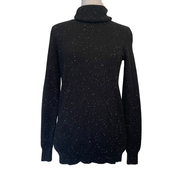 Bloomingdale's Cashmere Speckled Sweater Womens Small Black Turtle Neck Pullover - Picture 1 of 7